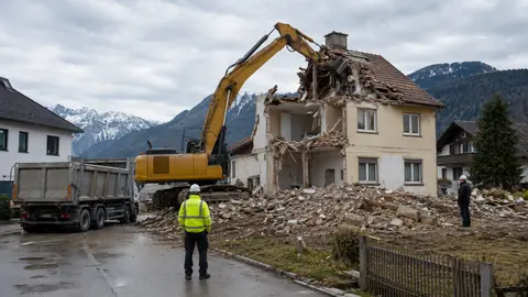 Sinnbild Abrissunternehmen — KI-generiert, zeigt nicht MCi Mining Construction international GmbH