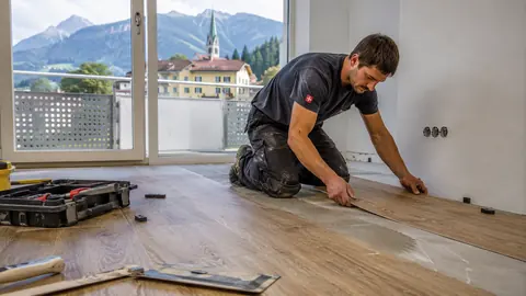 Sinnbild Bodenleger — KI-generiert, zeigt nicht Ladan GmbH.