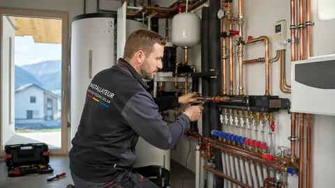 Sinnbild Installateur — KI-generiert, zeigt nicht FeichtnerSolutions e.U.