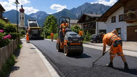 Sinnbild Pflasterer und Asphaltierer — KI-generiert, zeigt nicht EBERHARTER STEINE GMBH & CO KG